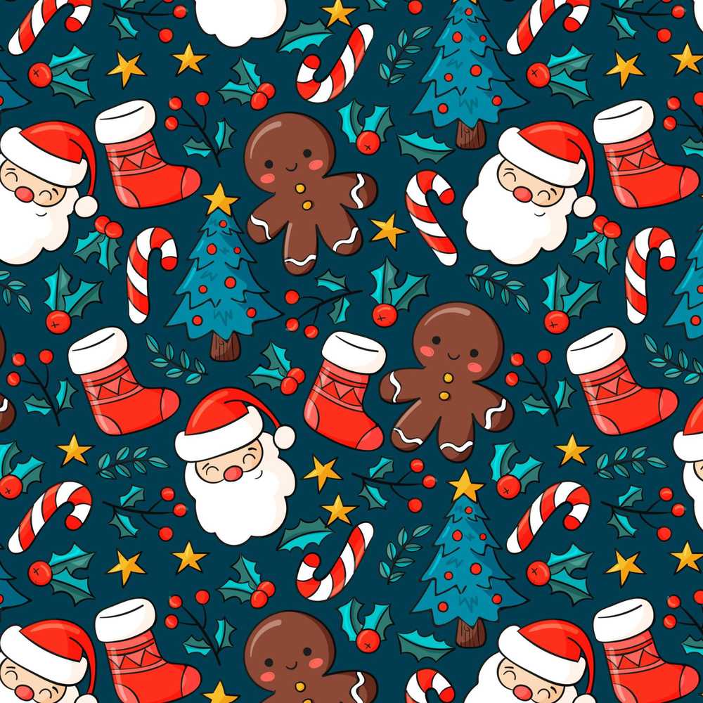 Cute Gingerbread Santa Tree Candy Cane Christmas Festive