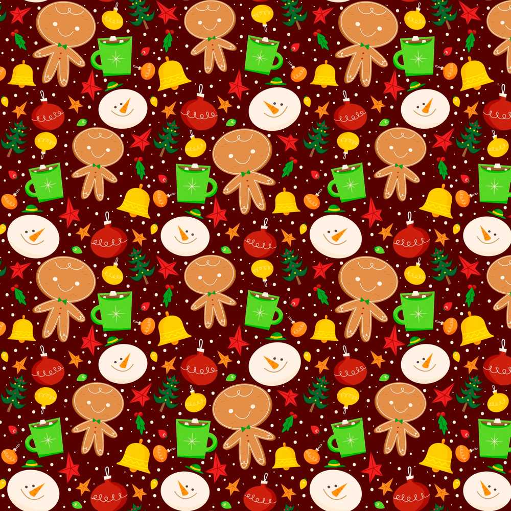 Cute Gingerbread Man Snowman Baubles Festive Holiday Seasonal