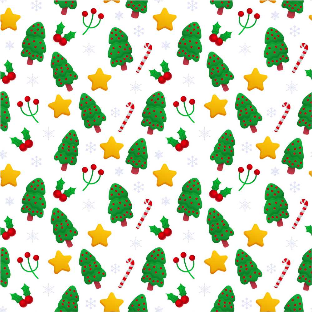 Cute Christmas Trees Stars Holly Candy Cane Festive
