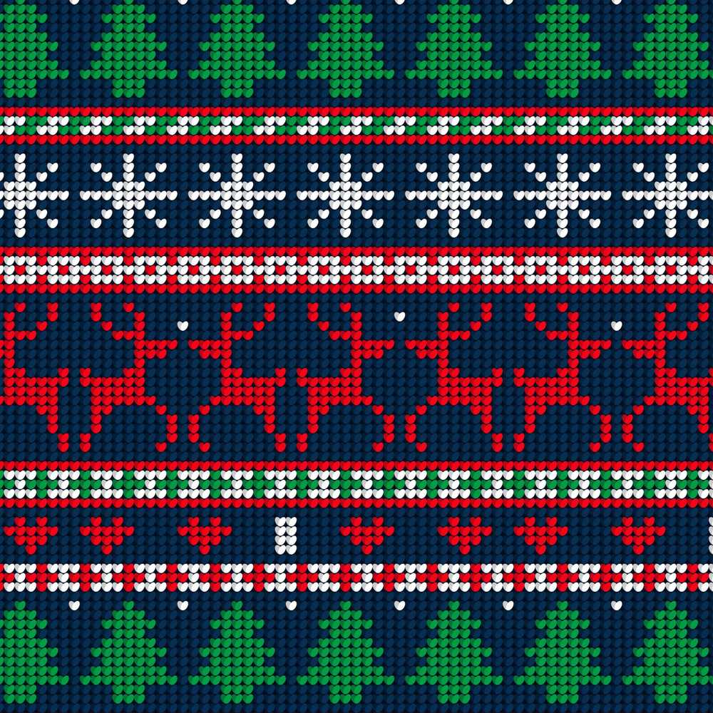 Cute Knitted Reindeer Snowflake Nordic Winter Festive Holiday