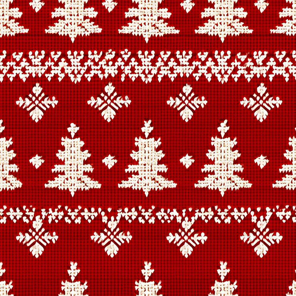 Cute Red Knitted Christmas Tree Snowflake Nordic Classic