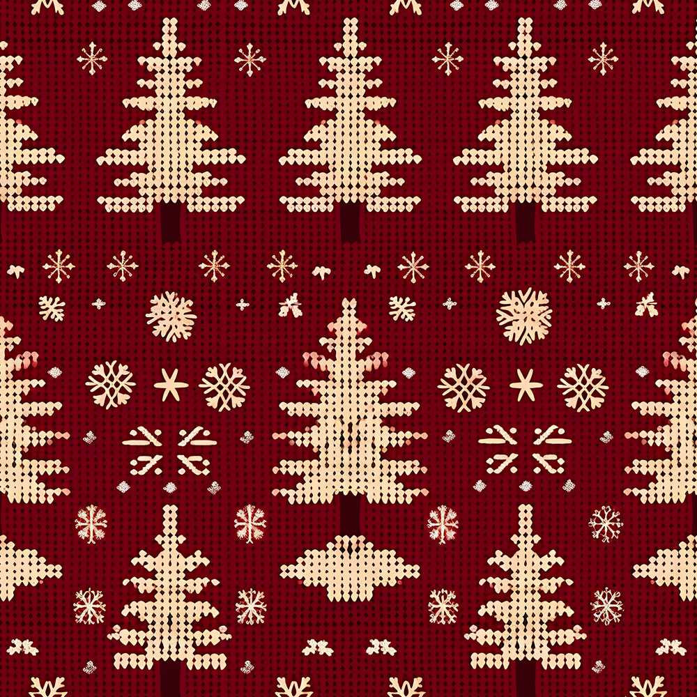Cute Red Knit Texture Abstract Festive Art Pattern