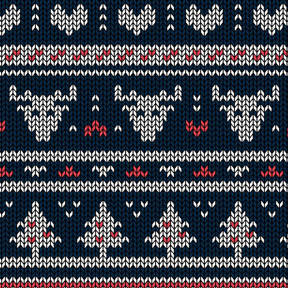Cute Blue Nordic Snowflake Winter Traditional Knitted Festive