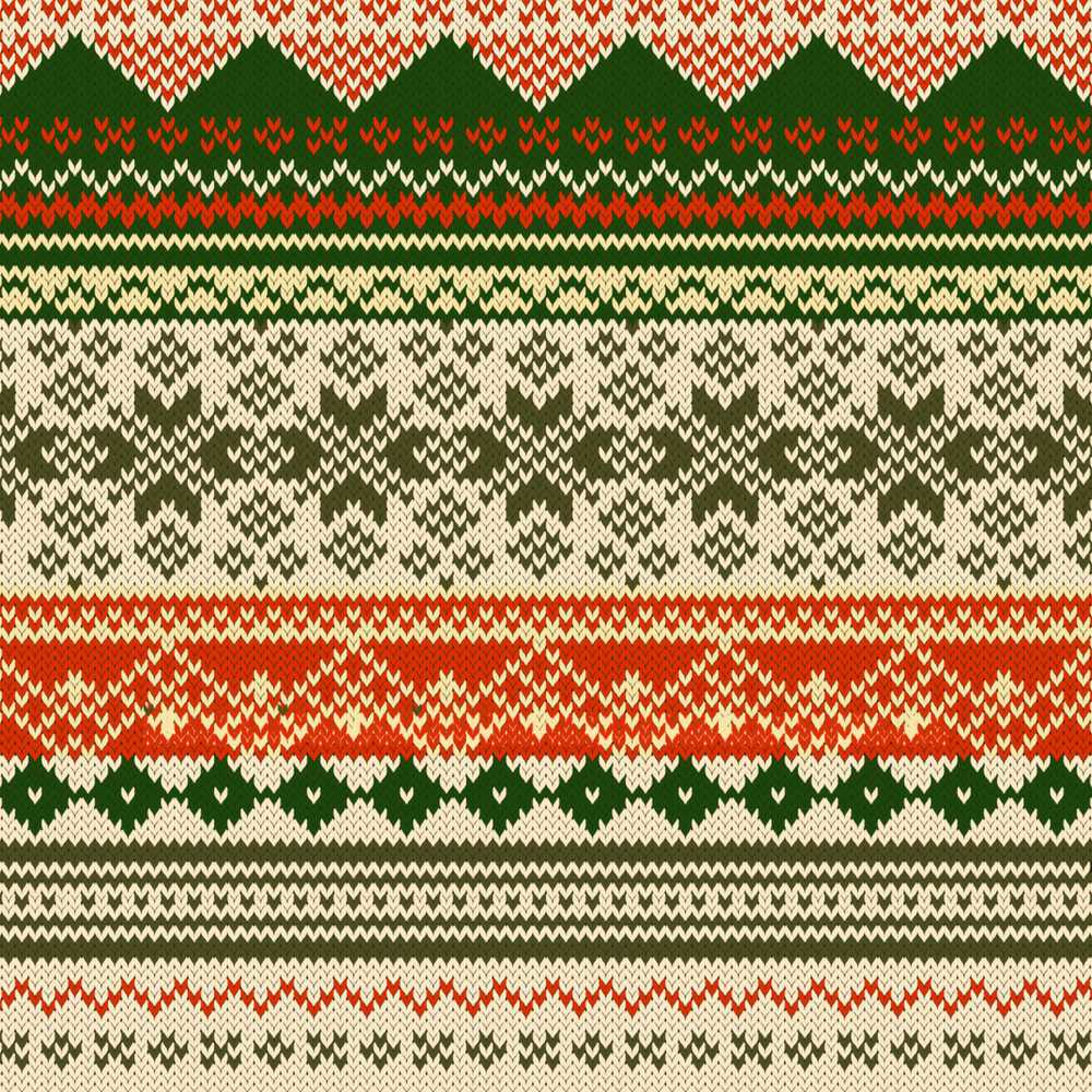 Cute Green Beige Nordic Geometric Winter Knitted Repeat