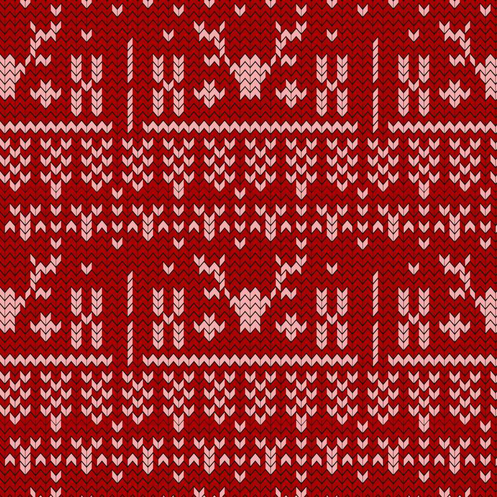 Cute Red Nordic Snowflake Winter Traditional Knitted Festive