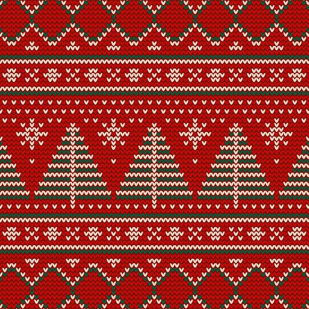 Cute Red Heart Christmas Tree Festive Nordic Knitted