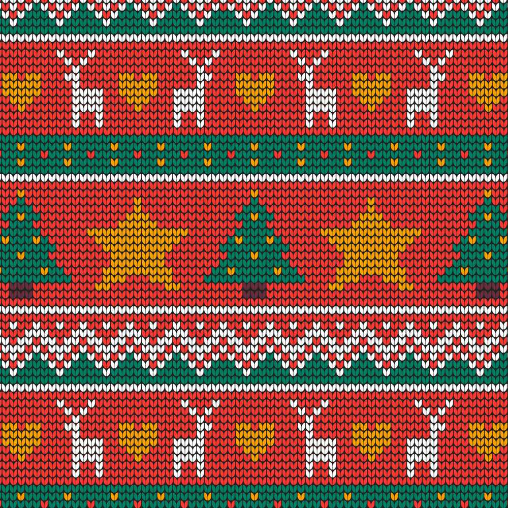 Festive Reindeer Heart Christmas Tree Nordic Knit Holiday