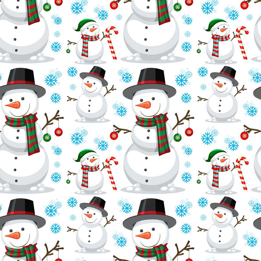 Happy Snowman Winter Holiday Festive Seasonal Pattern