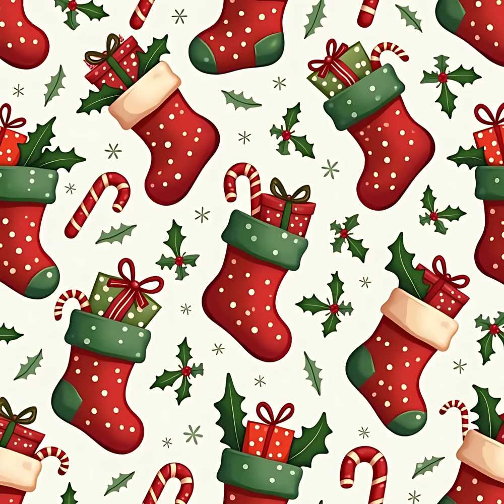 Cute Christmas Stockings Gifts Candy Cane Holly Festive