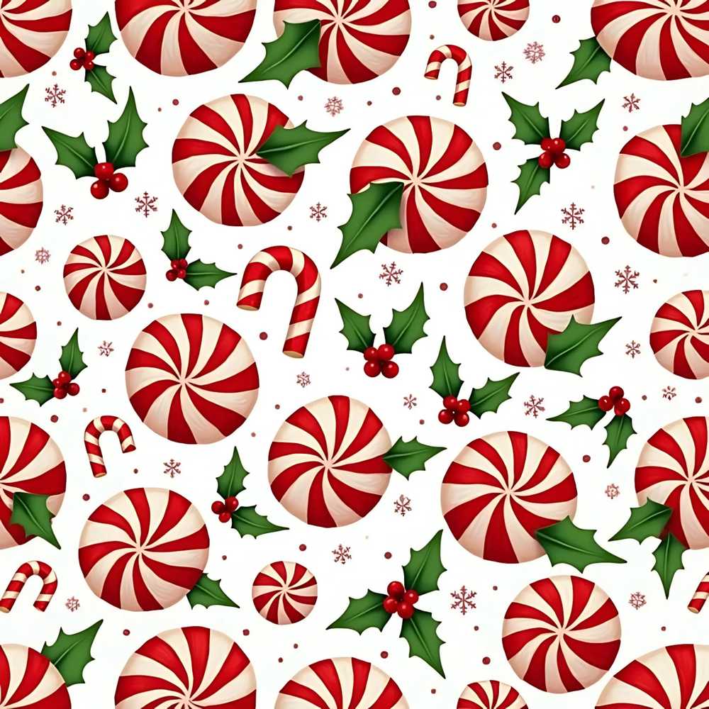 Peppermint Candy Swirl Holly Berry Christmas Festive Holiday