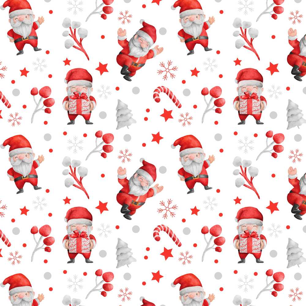 Cute Santa Claus Watercolor Gift Candy Cane Festive