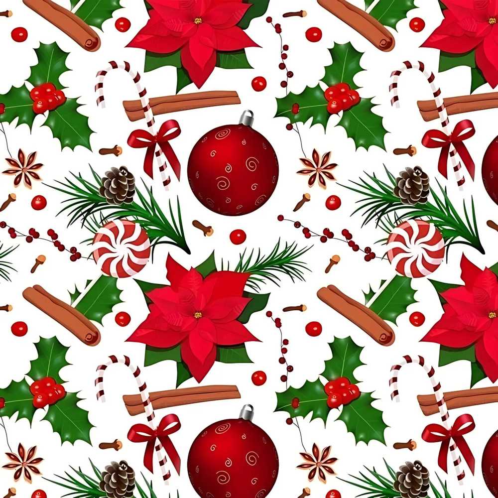 Christmas Poinsettia Candy Cane Holly Berry Ornament Festive