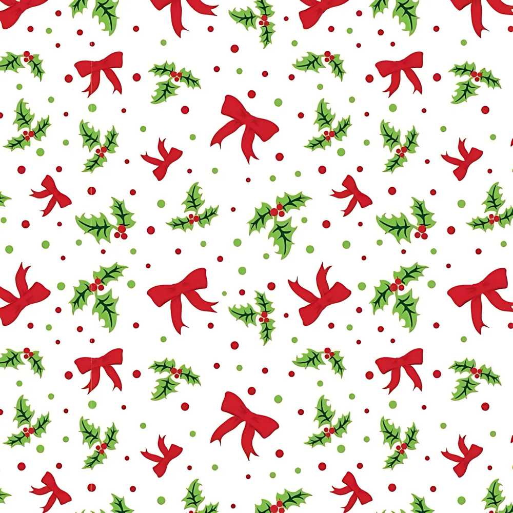 Festive Holly Leaves Red Bows Polka Dot Christmas Wildflower