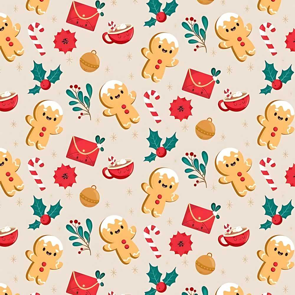 Cute Gingerbread Cookies Cocoa Candy Cane Christmas Festive