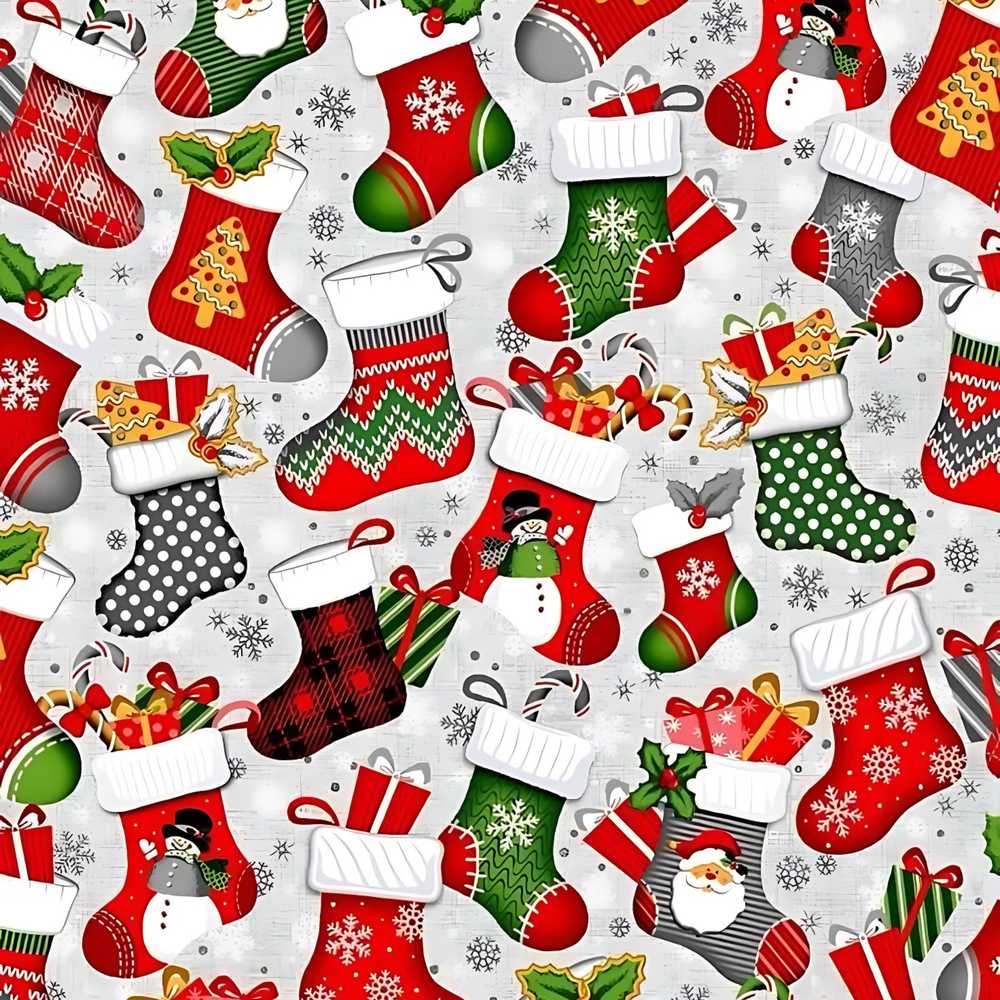 Christmas Stockings Gifts Candy Cane Snowflake Festive Holiday