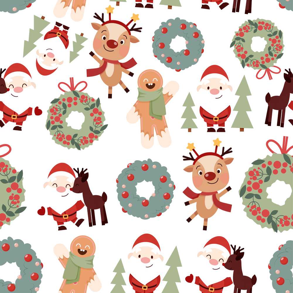 Cute Reindeer Santa Wreath Gingerbread Christmas Festive Holiday