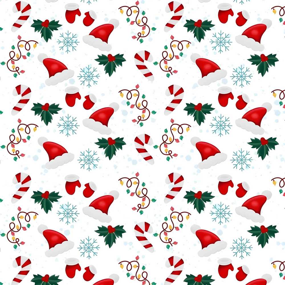 Christmas Hat Mittens Candy Cane Holly Snowflake Festive