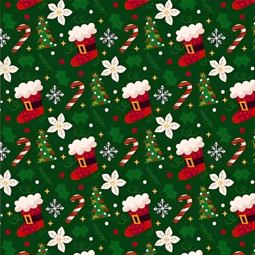 Christmas Stocking Candy Cane Tree Poinsettia Festive Holiday