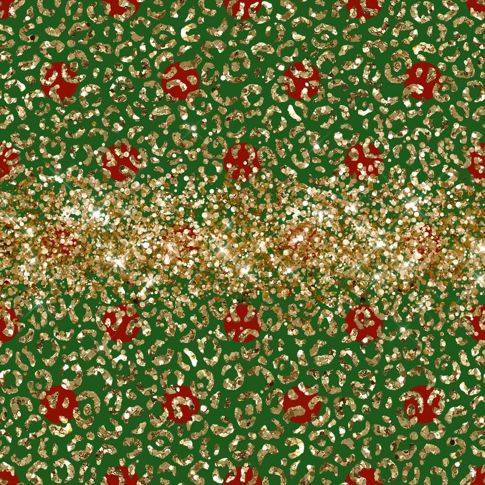 Festive Gold Leopard Print Glitter Christmas Holiday Seasonal