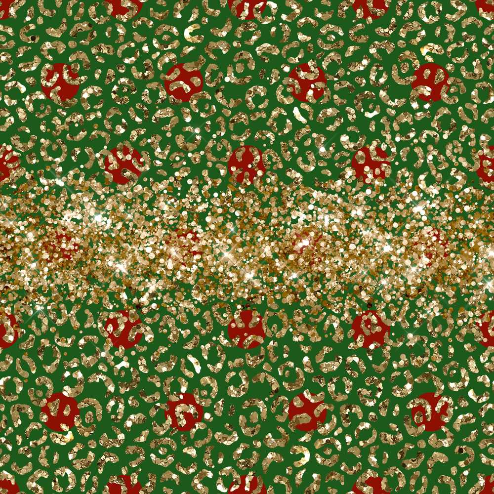 Gold Leopard Print Glitter Christmas Festive Holiday Seasonal