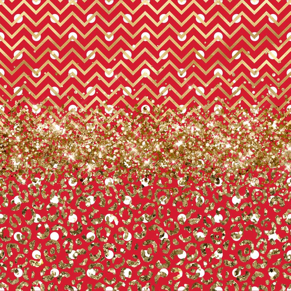 Red Gold Chevron Leopard Glitter Christmas Festive Holiday