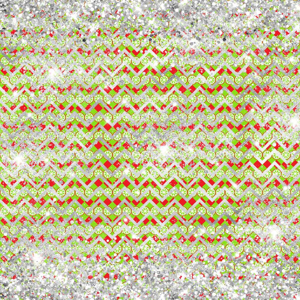 Green Red Chevron Silver Glitter Christmas Festive Holiday