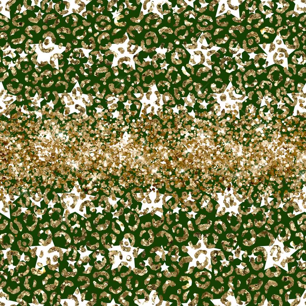 Green Leopard Gold Glitter Christmas Festive Holiday Seasonal