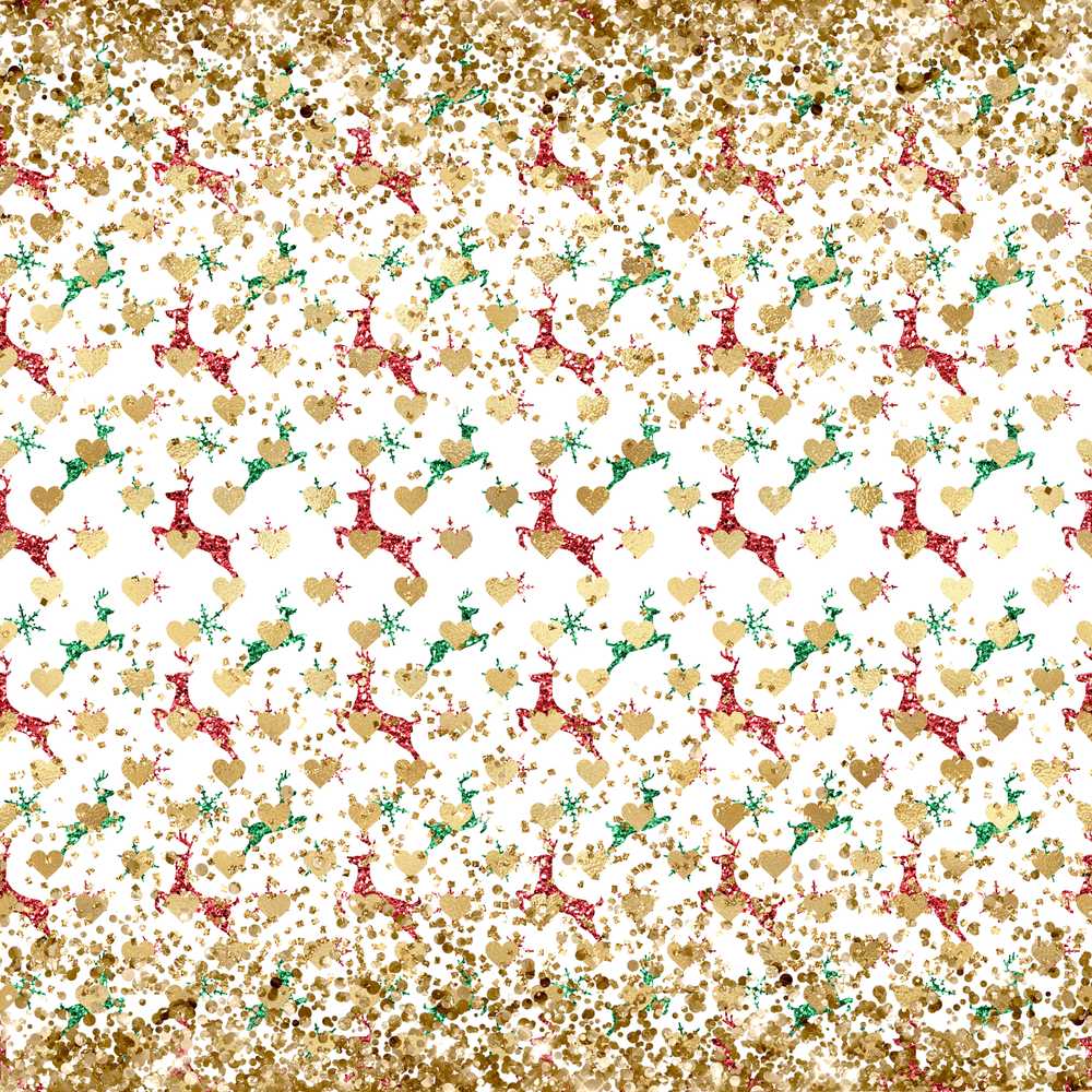 Festive Reindeer Heart Gold Glitter Christmas Holiday Seasonal