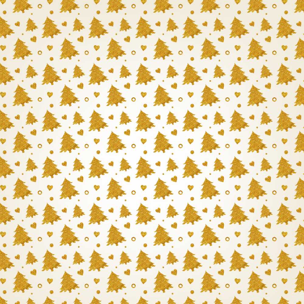 Gold Christmas Tree Heart Glitter Festive Holiday Seasonal