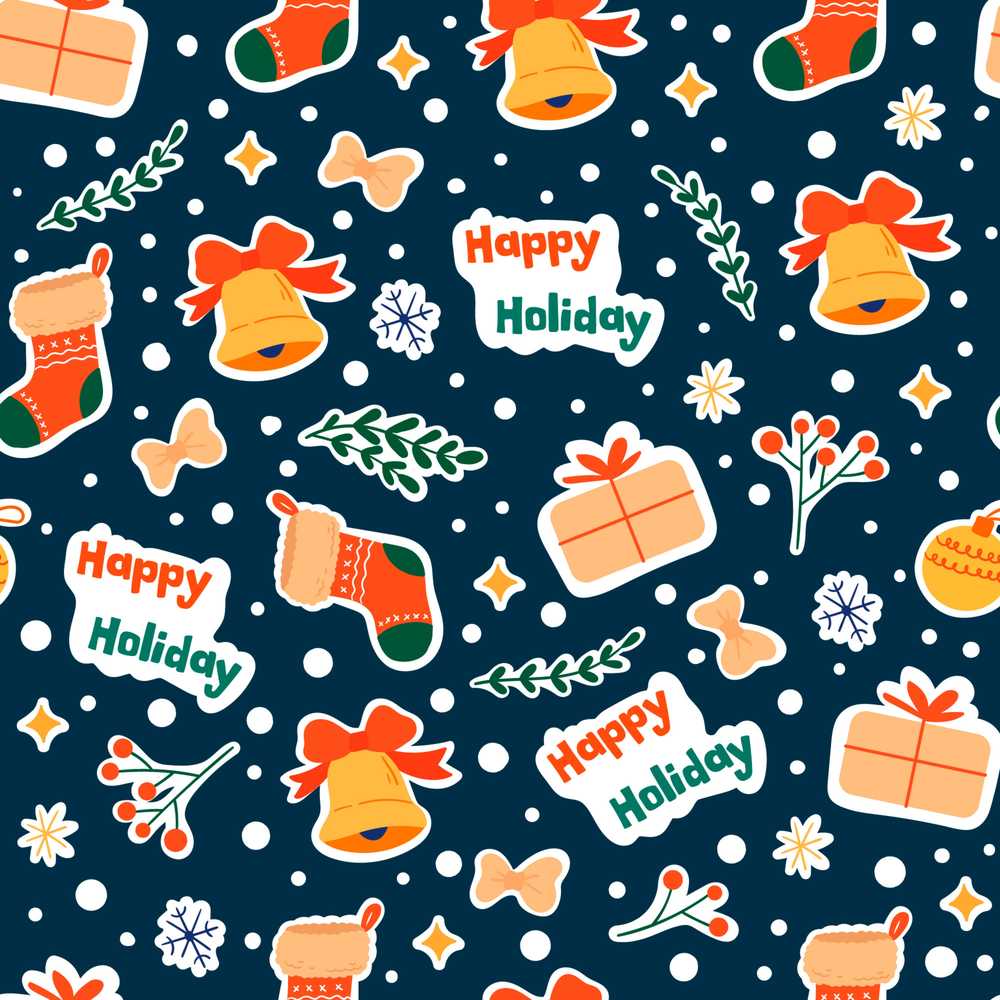 Happy Holiday Bells Gift Winter Festive Decorative Repeat