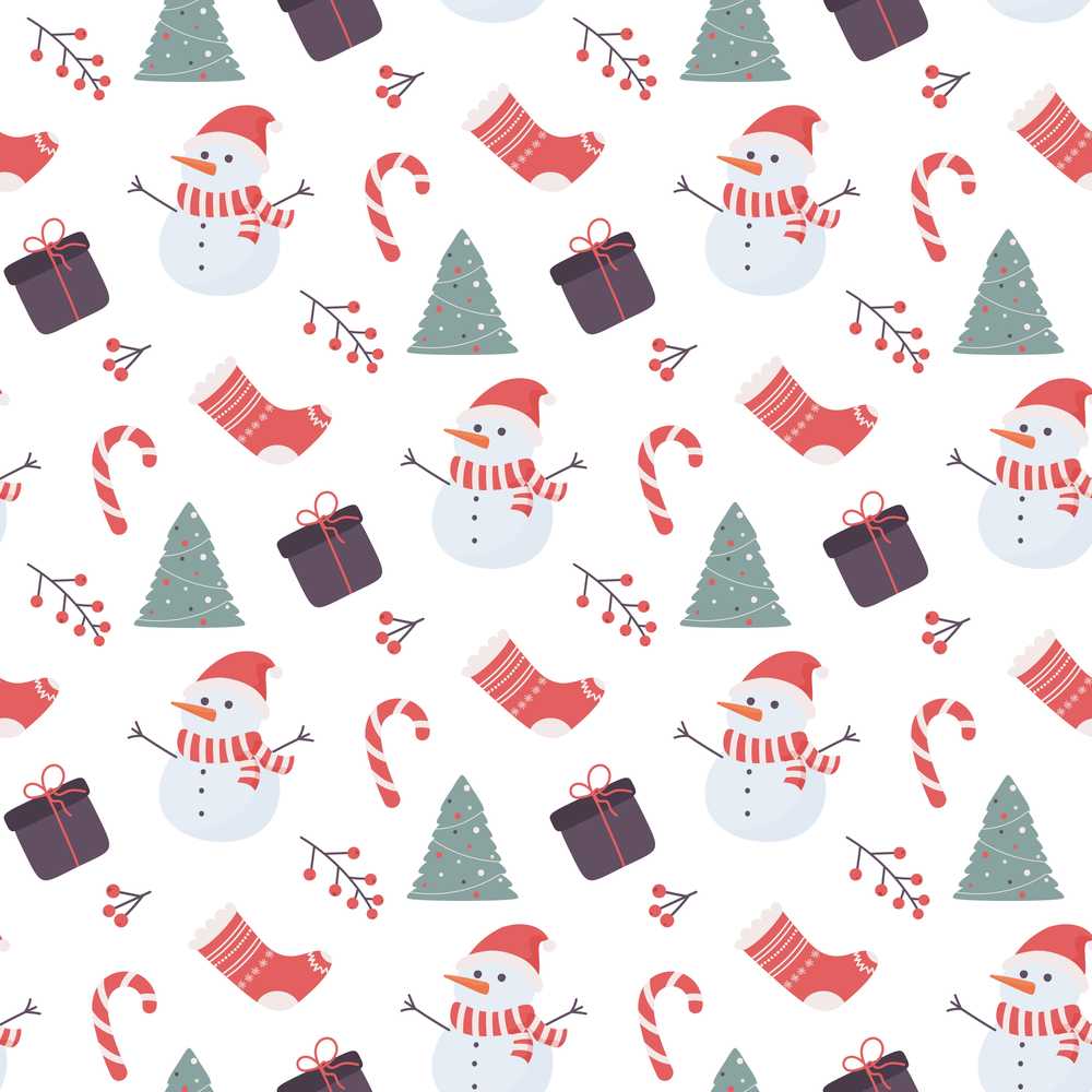 Cute Snowman Christmas Tree Candy Cane Festive Holiday