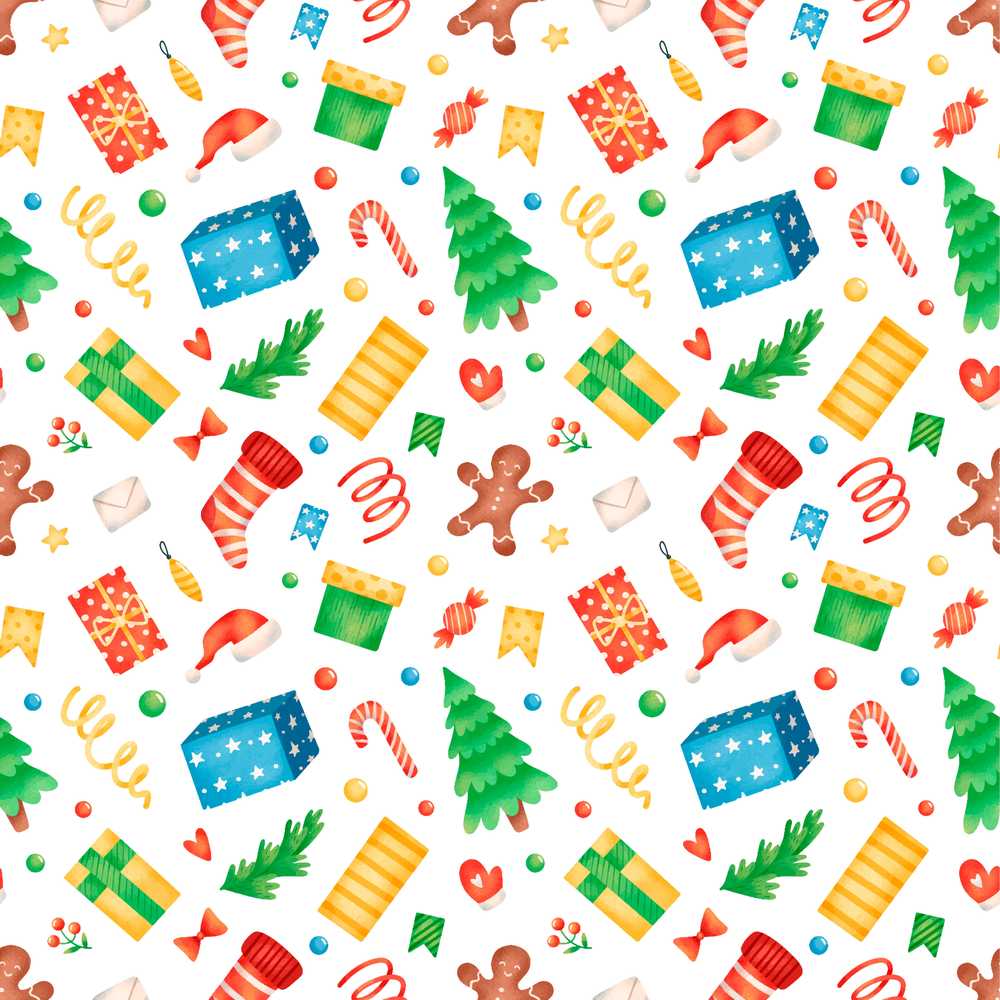 Watercolor Christmas Tree Gingerbread Gift Festive Holiday Seasonal