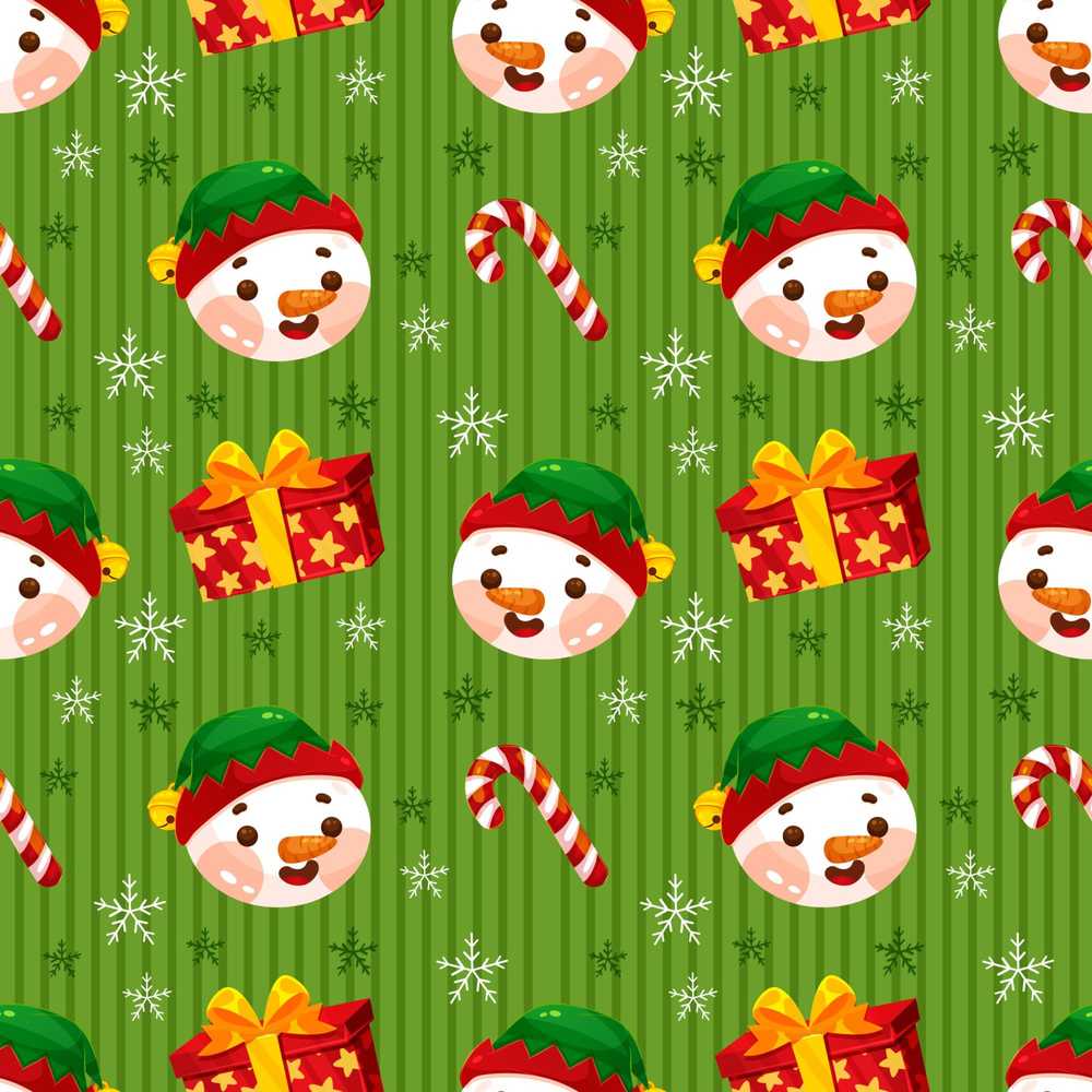 Cute Snowman Candy Cane Gift Box Green Stripe
