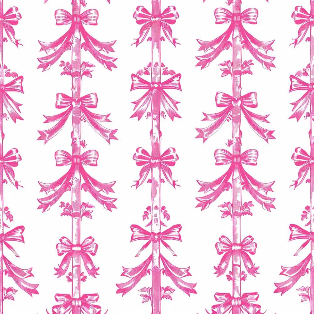 Elegant Pink Ribbon Bow Vertical Stripe Repeat Pattern
