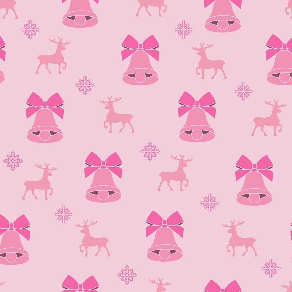 Minimal Pink Bell Bow Reindeer Winter Festive Holiday
