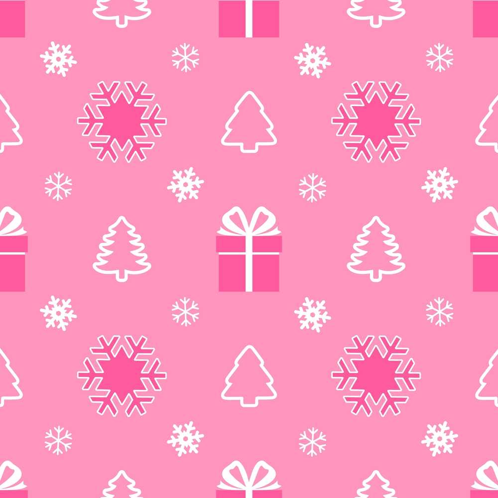 Pink Snowflake Gift Tree Minimal Christmas Festive Holiday