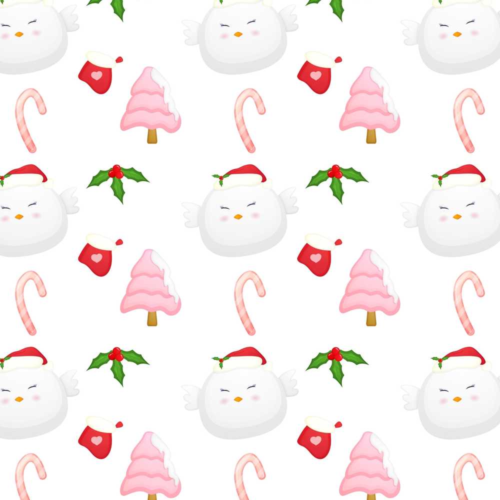 Cute Christmas Dove Holly Candy Cane Festive Holiday