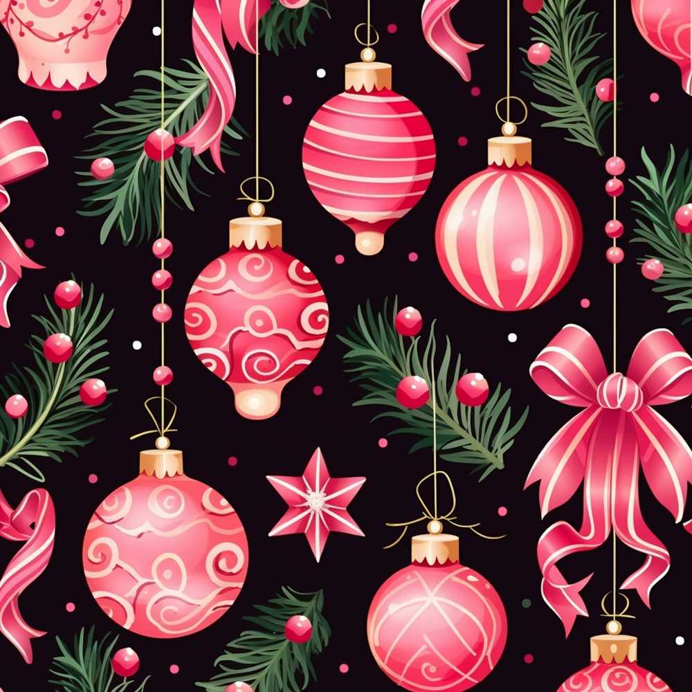 Elegant Red Baubles Ribbon Holly Black Festive Holiday