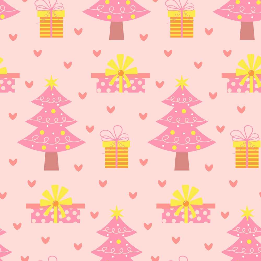 Cute Pink Christmas Tree Gift Box Heart Festive