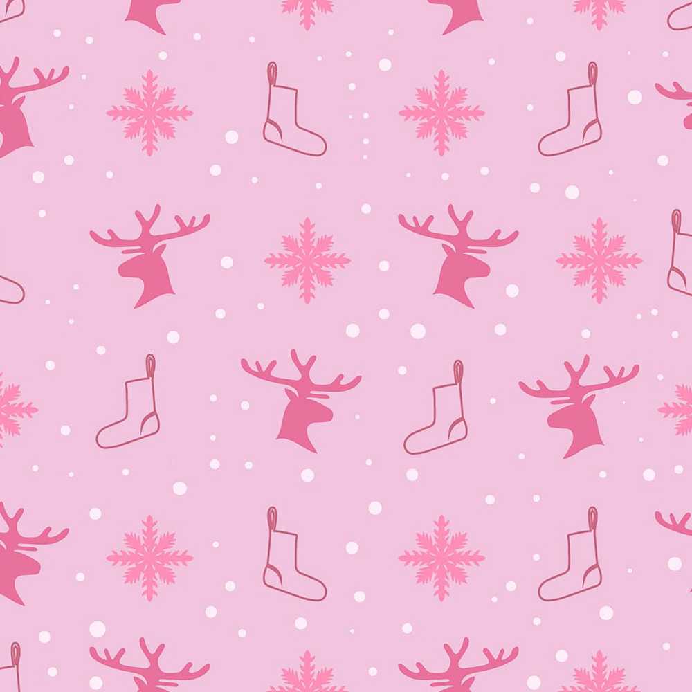 Minimal Pink Reindeer Snowflake Stocking Festive Holiday Seasonal