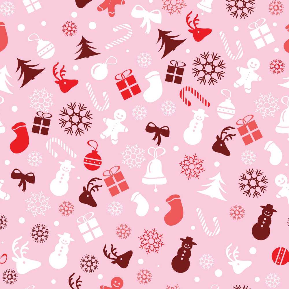 Festive Red White Christmas Mixed Holiday Seasonal Pattern