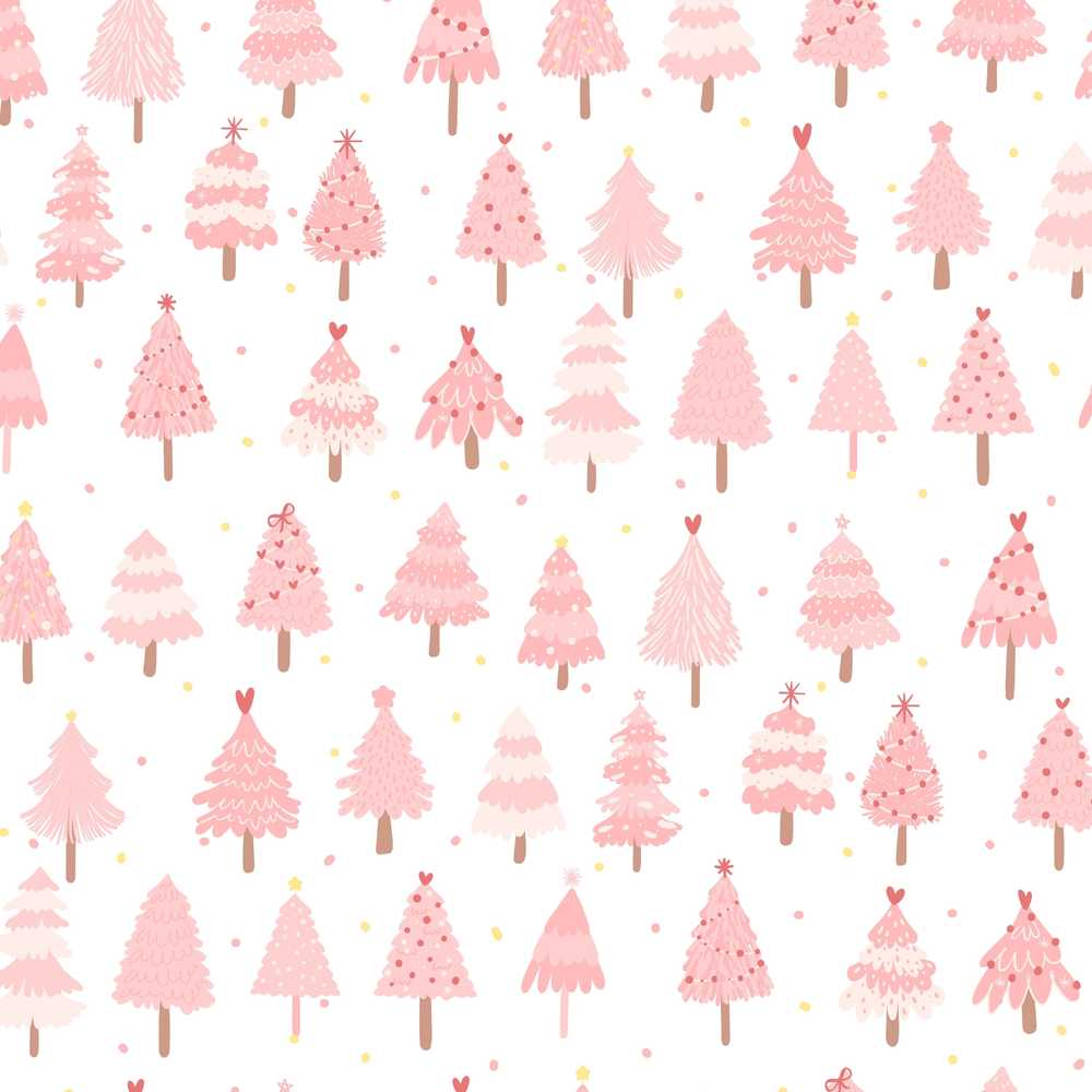 Soft Pink Christmas Tree Forest Cute Festive Holiday