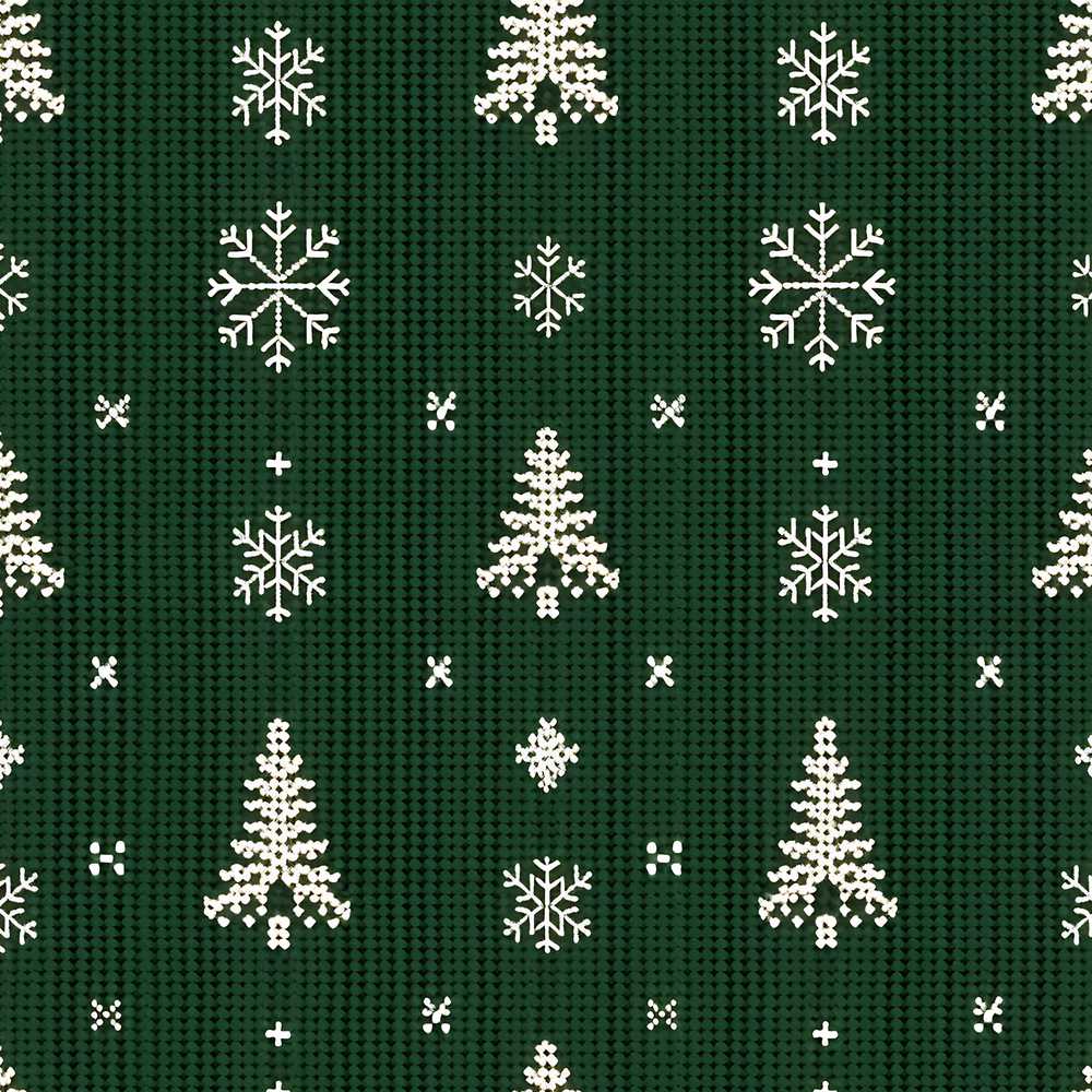 Knitted Style Snowflake Christmas Tree Festive Holiday Seasonal