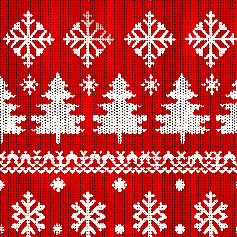 Knitted Red Christmas Snowflake Tree Festive Holiday Seasonal