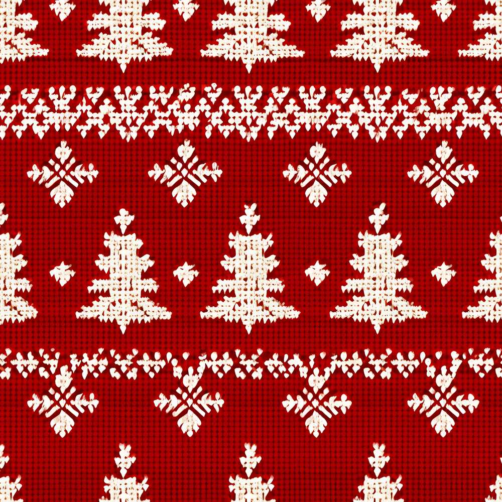Knitted Nordic Snowflake Christmas Tree Red Festive Holiday