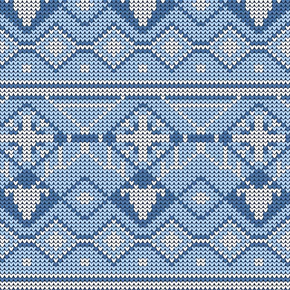 Blue Nordic Knitted Christmas Seamless Festive Holiday Seasonal