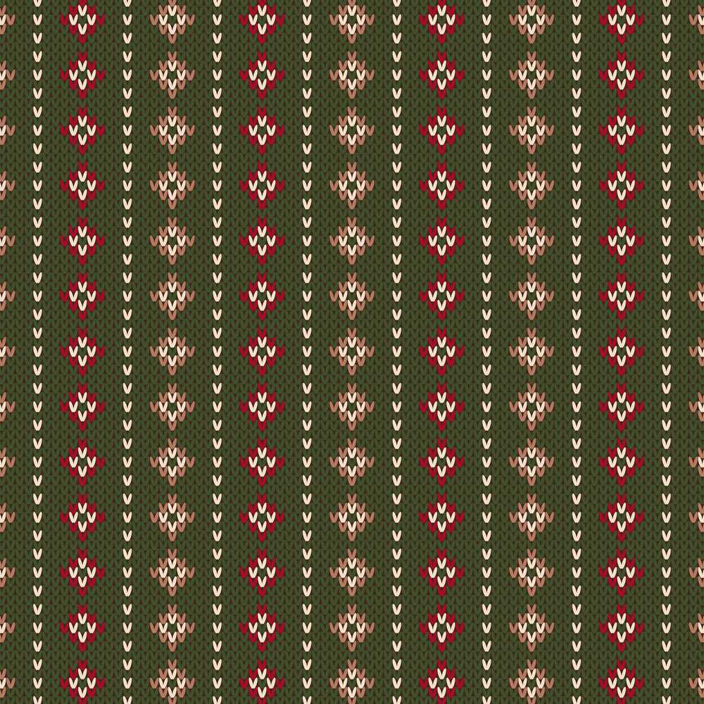 Green Knitted Heart Nordic Seamless Decorative Repeat Pattern