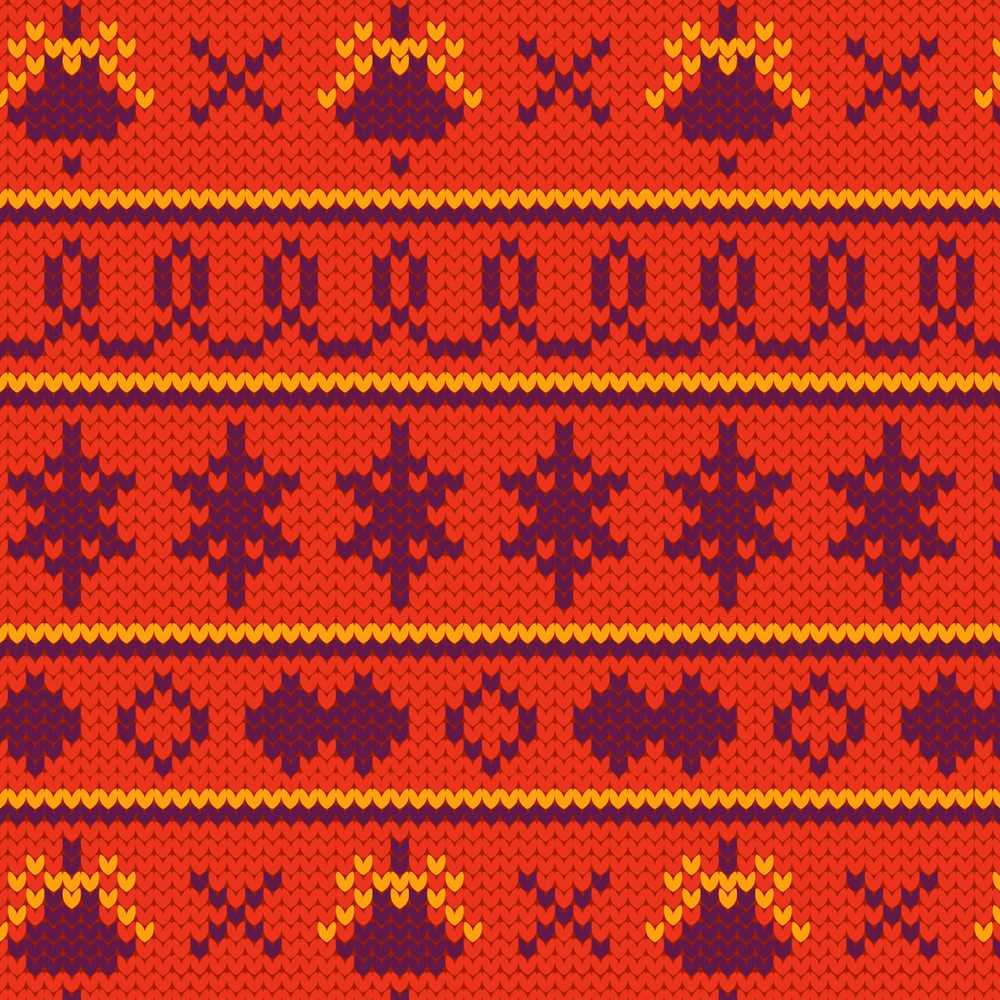Red Knitted Nordic Seamless Christmas Festive Holiday Seasonal