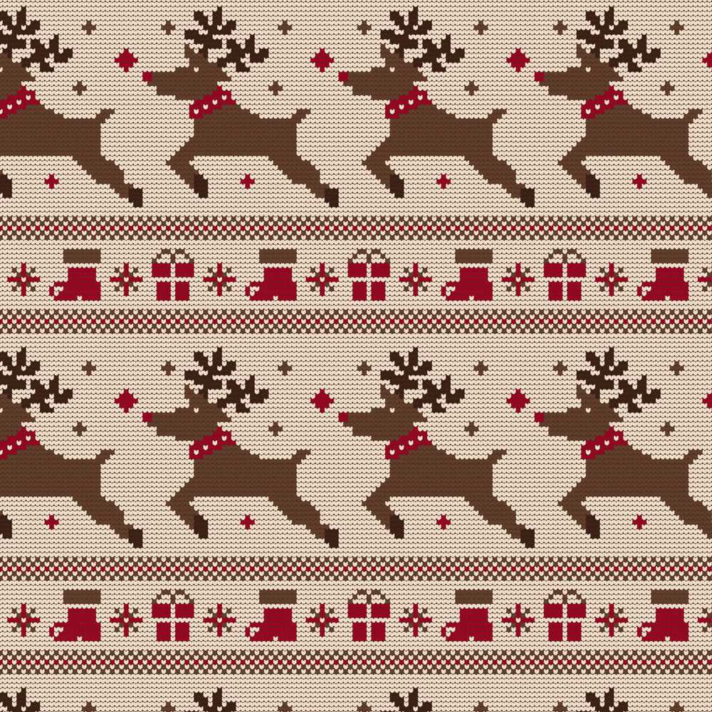 Classic Reindeer Gift Nordic Knitted Christmas Festive Holiday