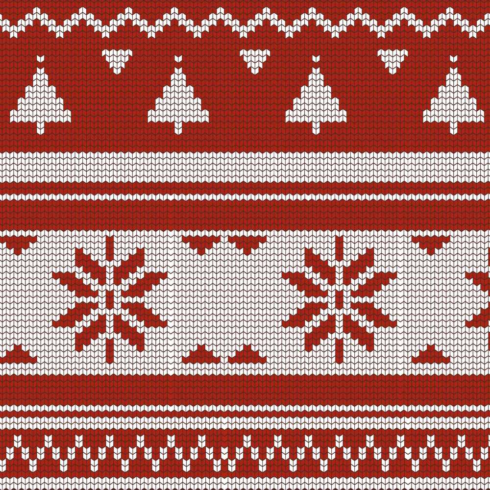 Red Nordic Christmas Tree Snowflake Knitted Festive Holiday